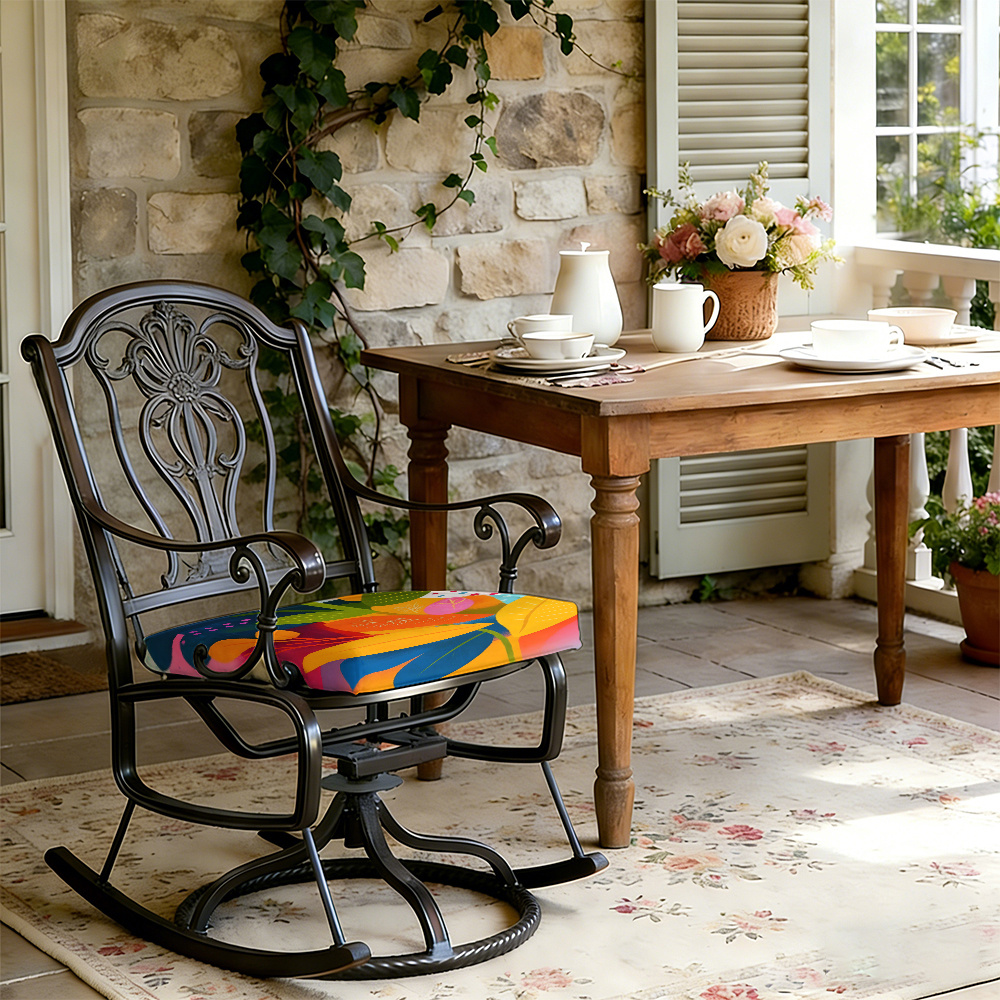 1pc Memphis-Style Flowers Pattern Leisure Seat Cushions, Indoor And Outdoor Seat Cushions, Back Cushions, Size 19.7*17.7*1.57inch, Suitable for Garden Chairs, Office Chairs And Floor Seats. Soft And Comfortable