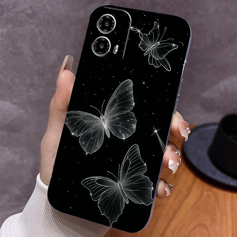 TEMU Transparent Pattern Black Phone Case With Hd Starry - Stylish For Motorola Edge 20, 30, Neo, 50 Pro, Edge+, Moto G 5g 2023, 2024, G13, G14, G20,