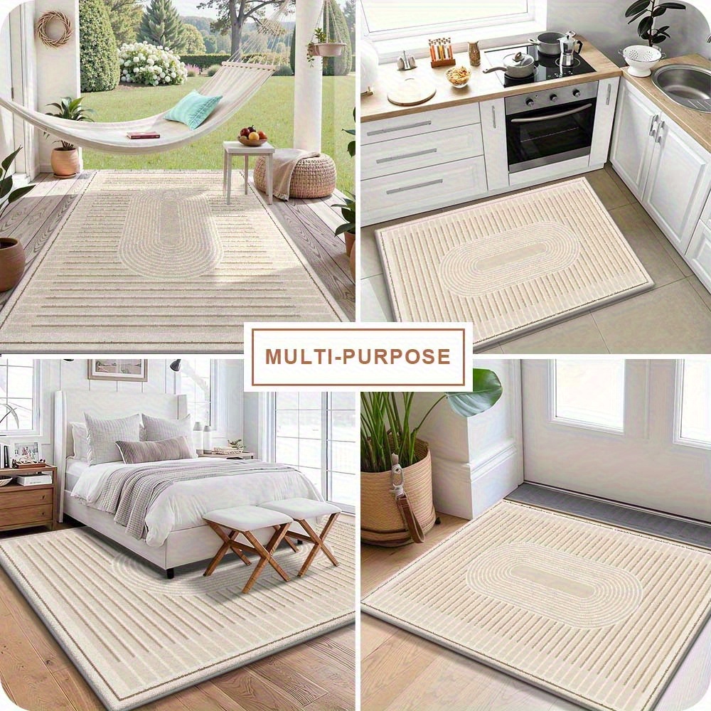 The Washable Modern Carpet Features a Retro Yet Minimalist Design, Perfect for Creating a Warm And Cozy Home Environment. This Ultra-Soft, Thick, Non-Slip Area Rug with a Large Gradient Design Is Machine Washable And Suitable for Living Rooms