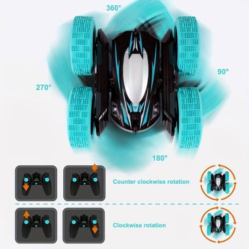 2025 new arrival four wheel drive remote control stunt car toy gift with 2 side 360 degree flip and rotating function birthday presents for boys and girls