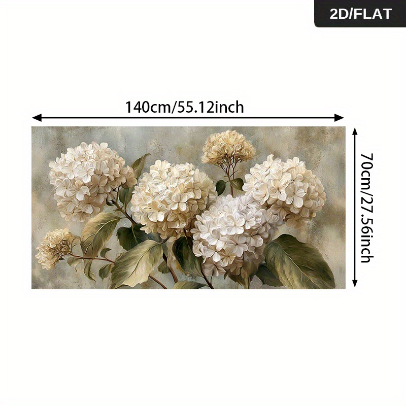 TEMU 2d Flat, 2d Flat, A 2d Flat Canvas Art Piece Measuring 27.56 By 55.12 Inches (70 By 140 Cm) Featuring A Modern Of Hydrangea Blossoms. This