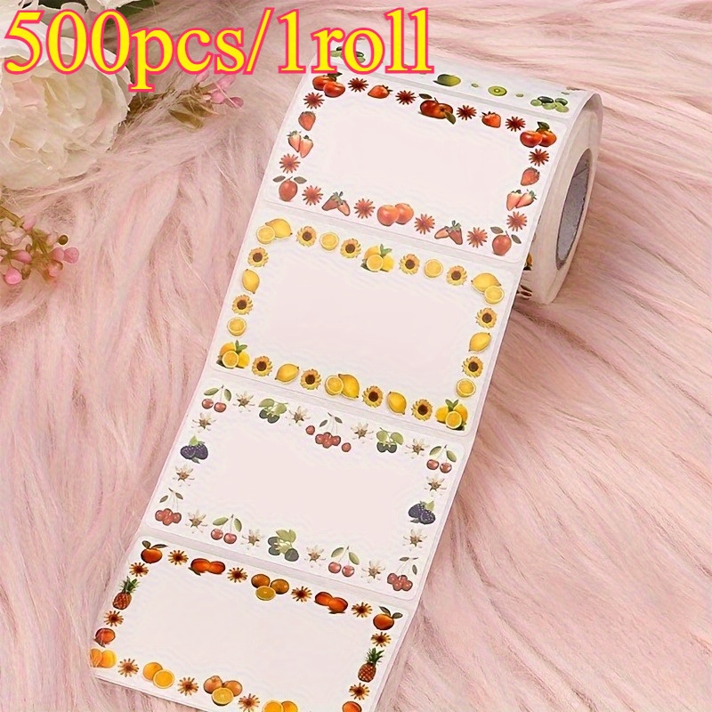 500pcs/1roll Fruit Blank Label Sticker, Suitable For Bottles And Jars, Colored Border Name Label, Self-adhesive And Easy To Tear In Rolls