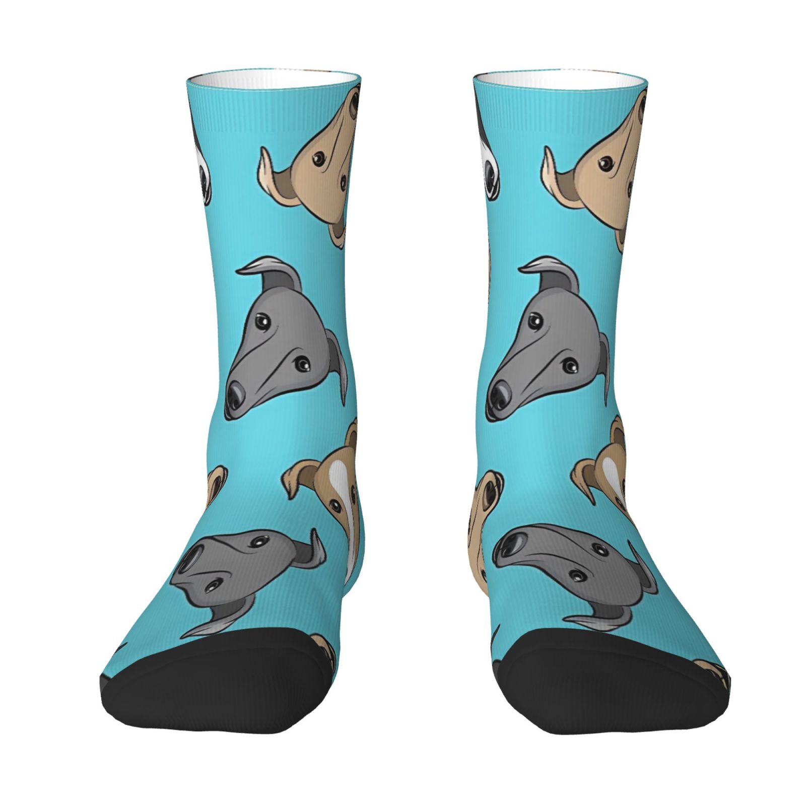 TEMU 1 Pair Of Men's Digital Printed Socks With Trendy Greyhound Face