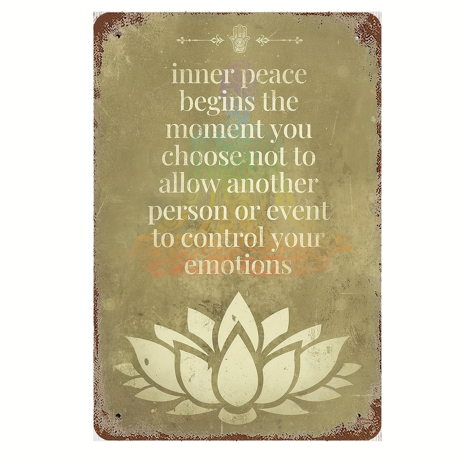 TEMU 2d Flat, 2d Flat Room Decor 1pc Zen Inspired Aluminum Sign 12x8 Inch For Lotus Flower Wall Art English Quote Multipurpose Home Office Decor Wall