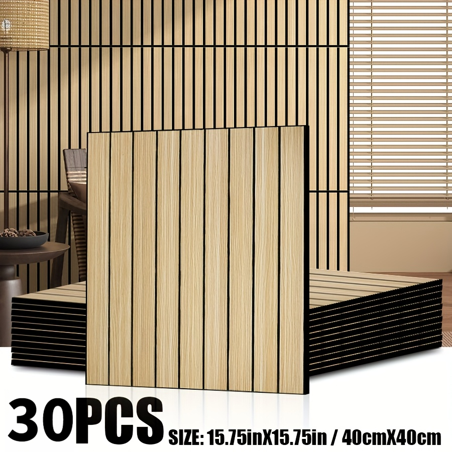 TEMU 10/20/30pcs, Premium Thickened Set, 3d Self-adhesive Grille Stripe Wall Panels, 39.88cm X 39.88cm, Luxury Vintage Wood Grain Wall Stickers.