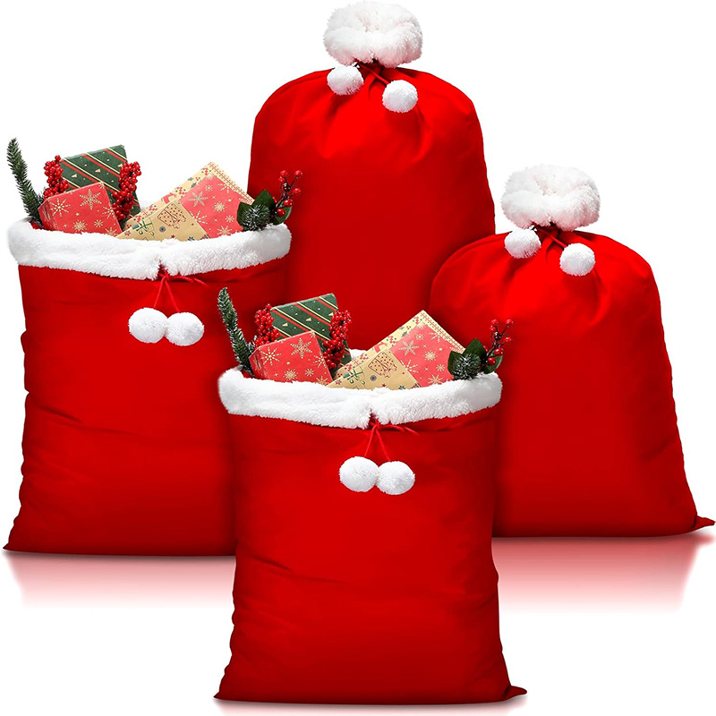 

4pcs Christmas Bags Drawstring - Red For Presents, Party Supplies, And Wrapping