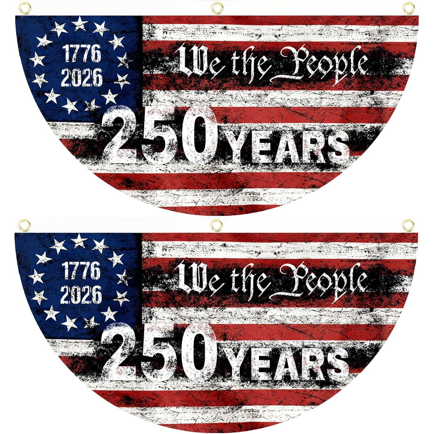 TEMU 2pcs 250th Anniversary Usa Flag, 1.5x3ft 1776-2026 Fan Flags, 2 Ply Year American Anniversary Flag For Wall, Front Door, Porch, Fence, Outdoor