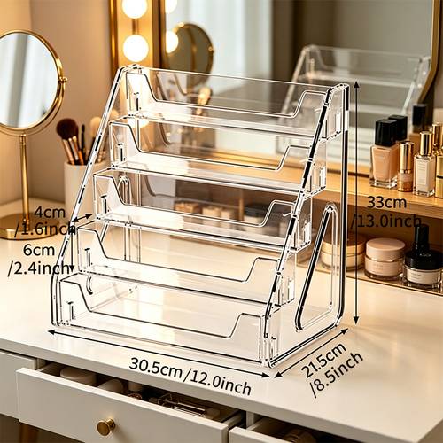 1 layer acrylic display stand transparent cosmetics organizer minimalist retail countertop storage display stand riser clear acrylic storage rack for mini lipstick jewelry independent and stylish shelf system