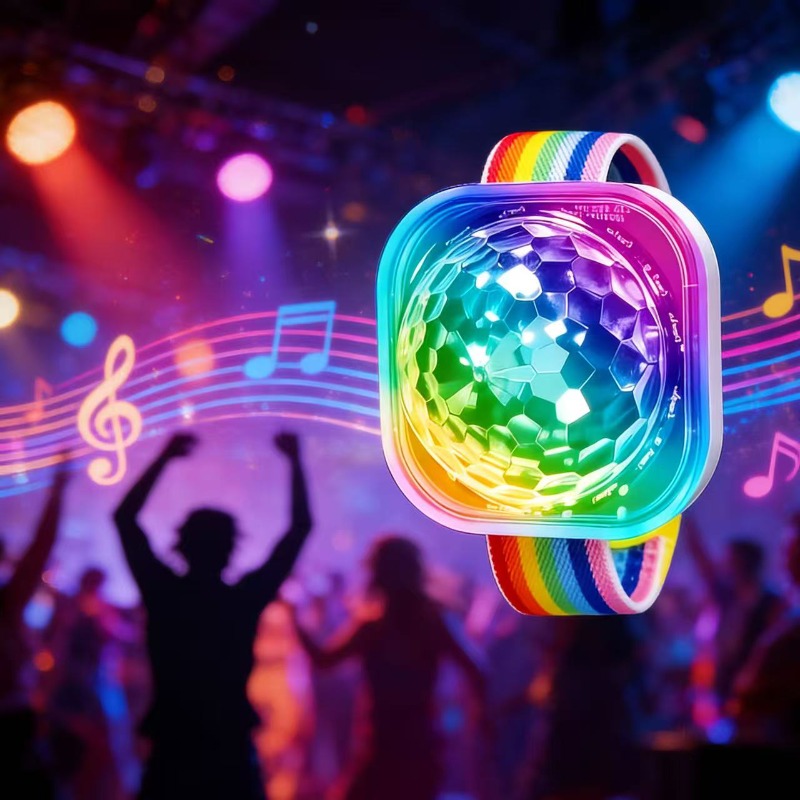 Image of Mini Disco Ball Led Glow Bracelet | Portable Party Wristband Light With Suction Cup, Color-changing, 4-, Battery Powered, Ideal For Christmas Festive Atmosphere