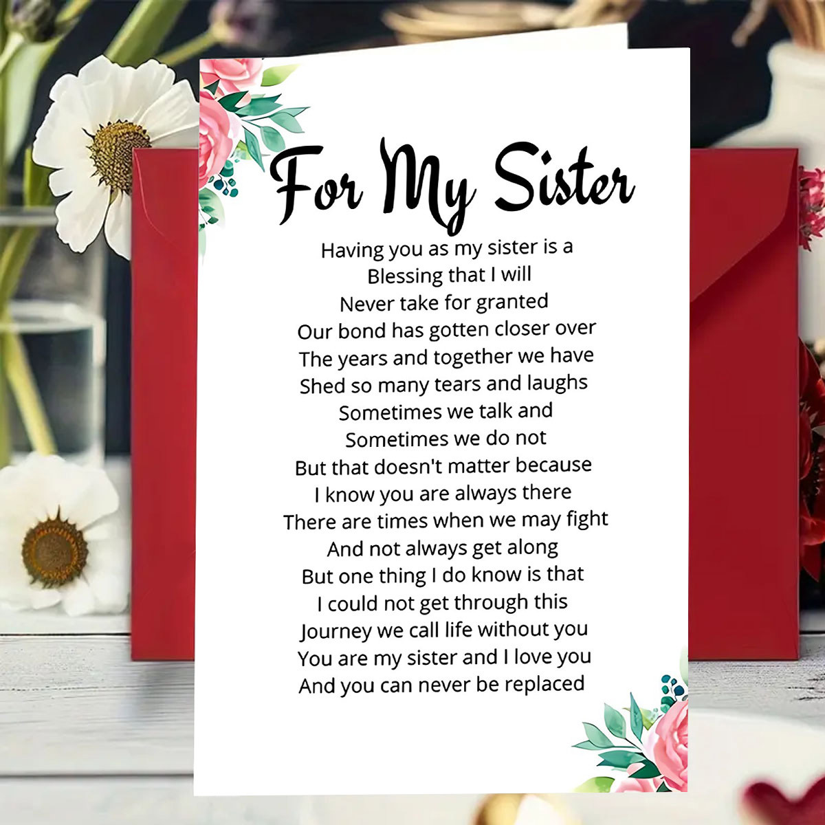 

1pc Sister Birthday Card With Message - Universal Holiday Greeting, Paper Material, No Electricity Needed, New Year, Birthday, And