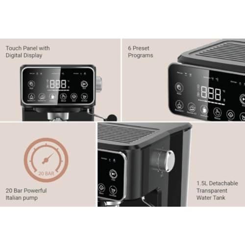 ncm8501p espresso coffee maker powerful italian 20 bar pressure pump 6 programs touch panel and 1 5l detachable tank 1100w