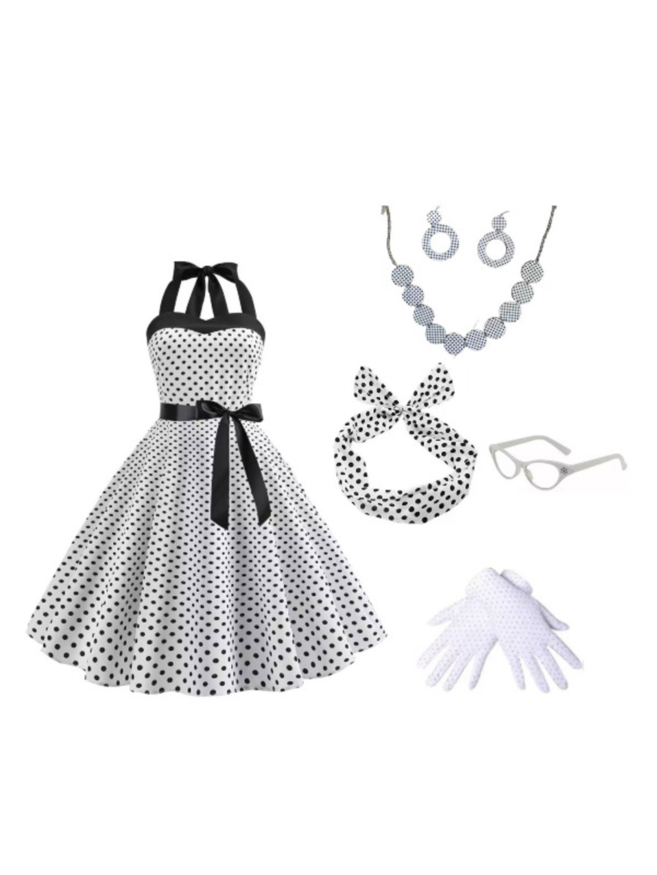 50s dress black and white White & Black Polka Dot Print Cap Sleeve V Neck 50s Swing Dress – Pretty  Kitty Fashion