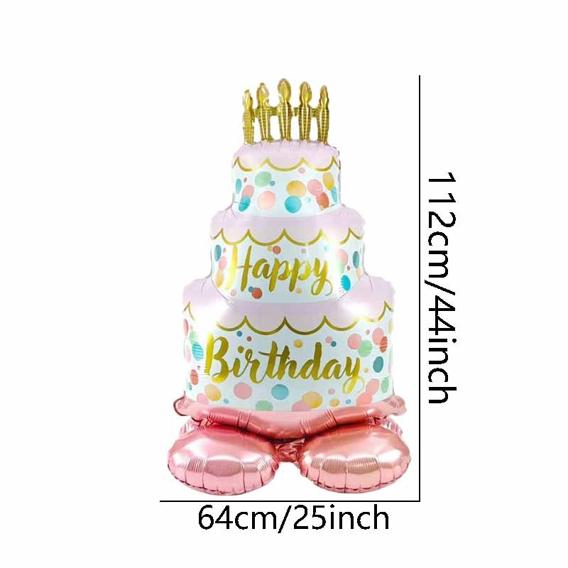 Image of 1pc 44-inch Pink Standing Polka Dot Three-tier Cake-shaped Balloon, Birthday Party Atmosphere Decoration, Gathering Event Gift Prop, Indoor And Outdoor Room Decoration, For Halloween, Christmas