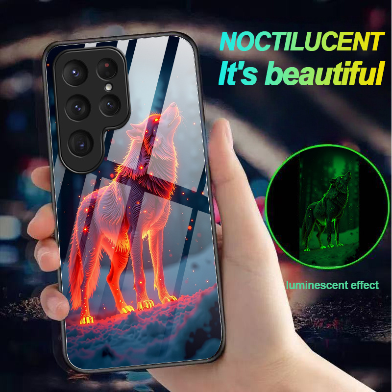 TEMU Phone Case: Neon Wolf At Night Light Phone Case Shockproof Luminous Without Power For Galaxy