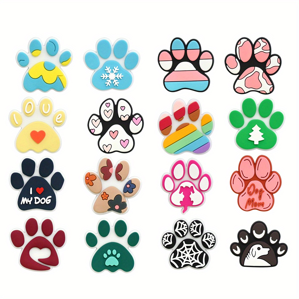 TEMU Ensemble de 16 Breloques pour Chaussures & Chien Cartoon - Décorations en PVC Amovibles, Adaptées aux Sandales et à la Décoration de Sacs,
