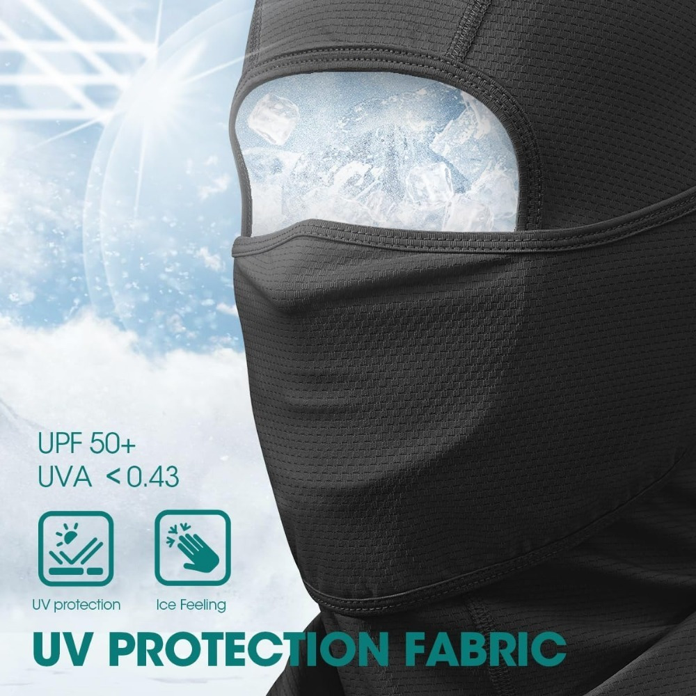 

3pcs Upf 50+ Cooling Balaclava With Removable Face Mask & Neck Flap - Breathable, Uv Protection Fabric For Skiing, Snowboarding, Cycling, Fishing, Running & Outdoor Sports, Black, Ski Mask