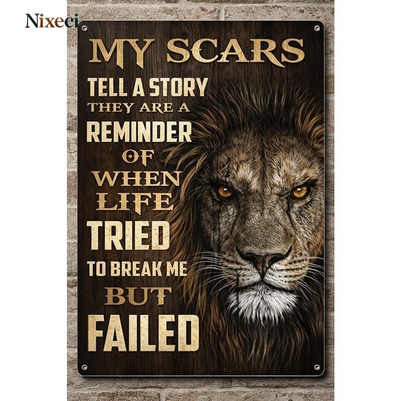 8x12 Inch Lion Metal Sign Inspirational Wall Art Decor For Home, Office, Gym, Cave, Motivational Gift, , Iron Material, Wall Hanging