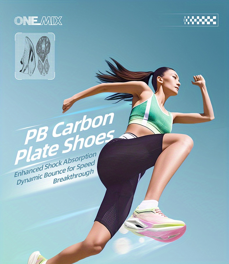 Sneakers, Lightweight Design Professional Carbon Plate Racing Running Shoes, Cushioned and Breathable, Full-sole Carbon Plate, Specialized for Marathon, Sprint, and Racing Training