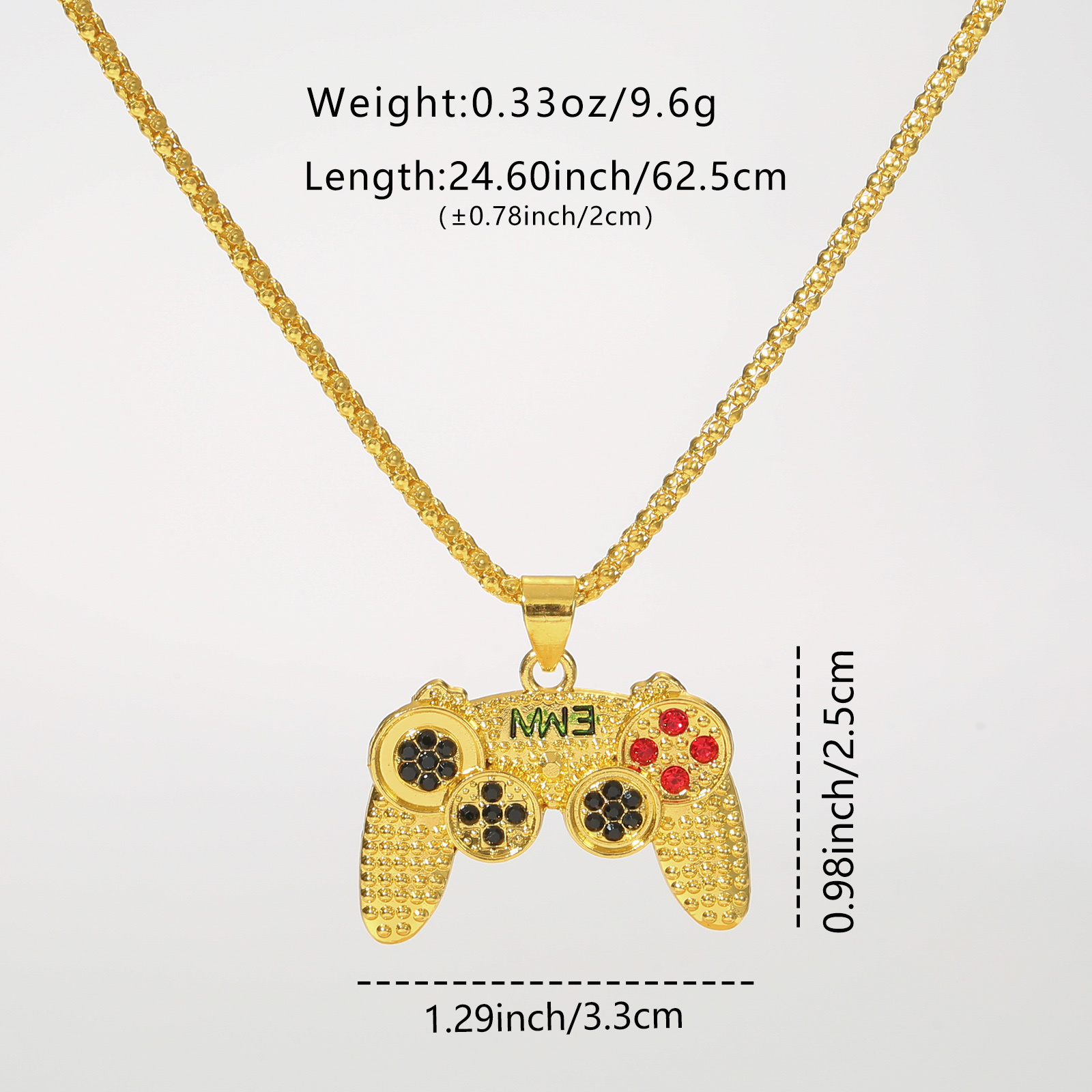 Image of Lnchran 1pc Cubic Synthetic Zircon​ Game Controller Alloy Pendant, Box Chain 316l Stainless Steel Necklace, Men's Hip Hop Trendy Accessory
