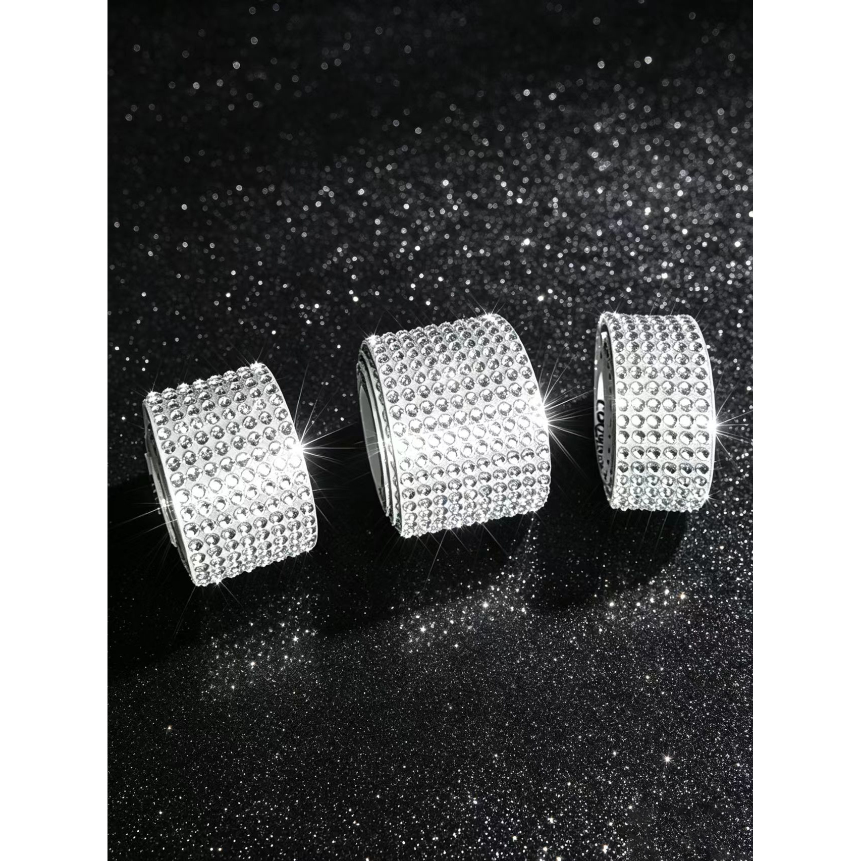 TEMU 3 Rolls 50cm/19.6inch (6 + 8 + 10 ) Sparkling Rhinestone Versatile Decorative Strip, Self-adhesive Rhinestone Trim | Suitable For Crafts, Bags,