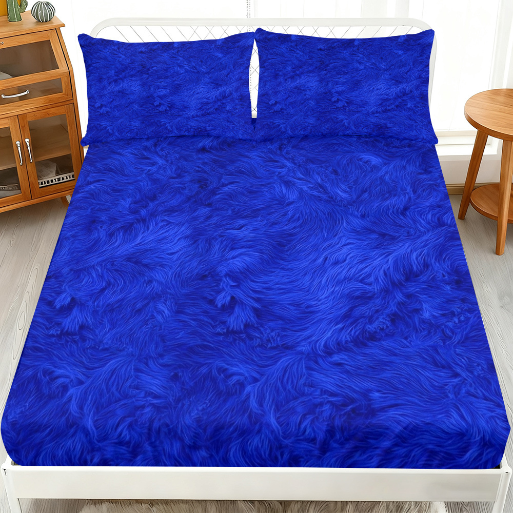 TEMU 3pcs Fur Texture Fitted Sheet 3pcs Set (1*fitted Sheet 2*pillowcases, ), Modern Theme, Luxurious Bedding, Mattress Protector Soft, Breathable,