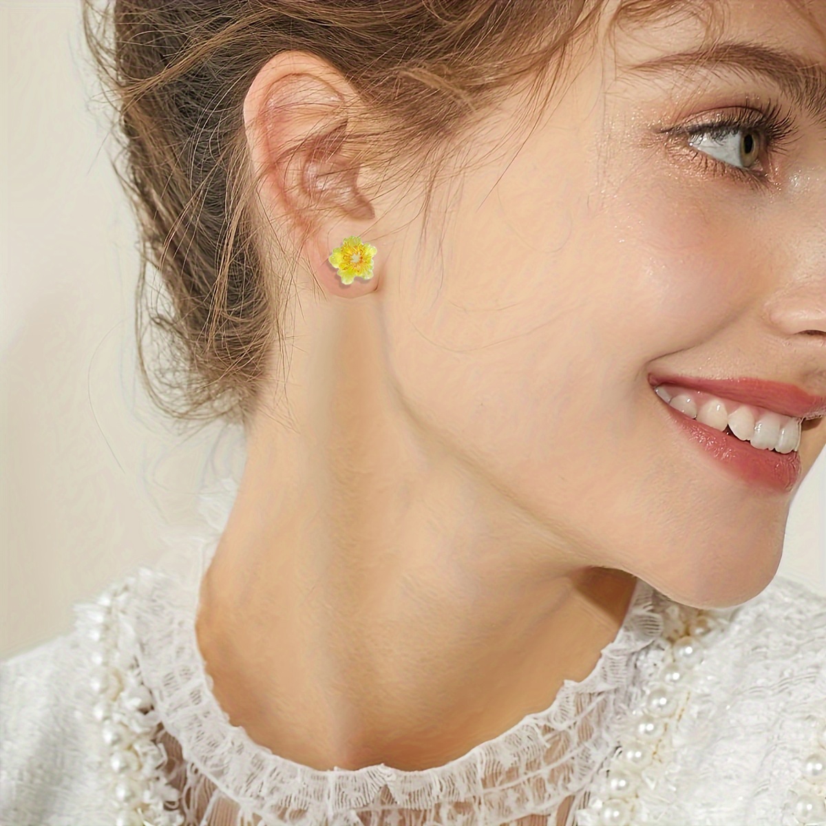 10pcs Resin Flower Earrings Set Hypoallergenic Plastic Studs in Assorted Colors