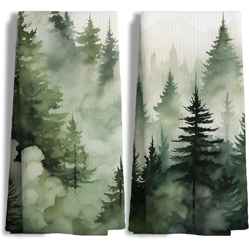 TEMU 2-piece Set, 18*26 Inches, Forest Green Kitchen Towel, Kitchen Towel, Decorative Towel