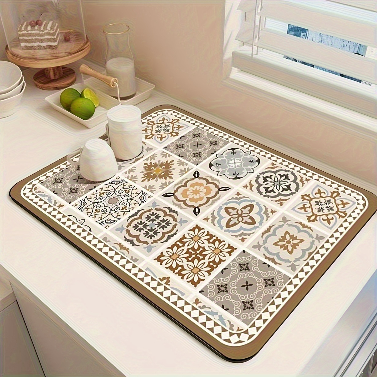 a coffee machine water absorption and drainage mat a countertop dish drying mat a   mud kitchen anti slip mat a coffee pattern dish draining mat easy to clean and washable drainage mat suitable for kitchen coffee bars water bars worktops