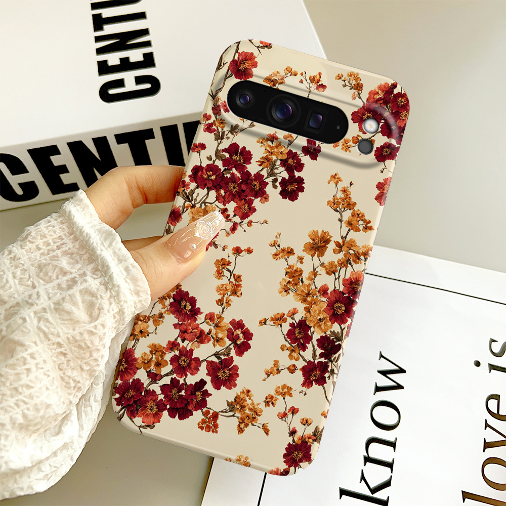 TEMU Phone Case - Autumn-themed Floral Pattern, Shockproof Hard Phone Case, Compatible With Pixel 10, 9 Pro, Xl, 8 Pro, And 7a
