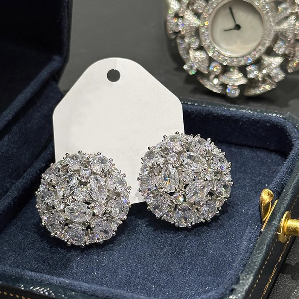 Women's Multi-layer Inlay Flower Cluster Stud Earrings