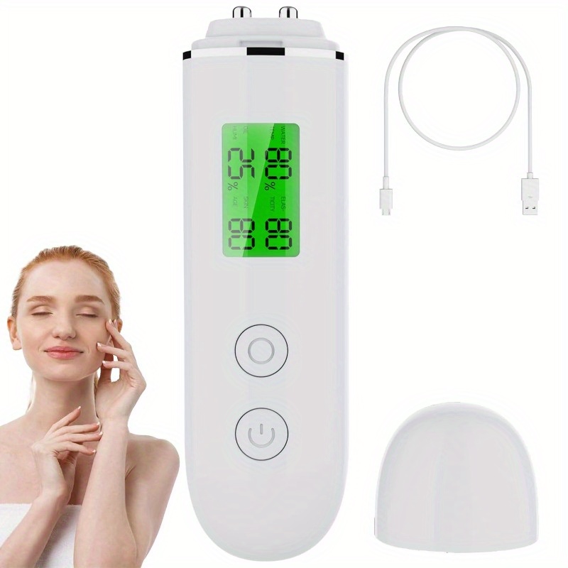 Image of Skin Hydration Tester Monitor - Professional Portable Digital Facial Moisture Analyzer Tool - Multifunctional Hydration Test And Tracking Device For Skincare With Lcd