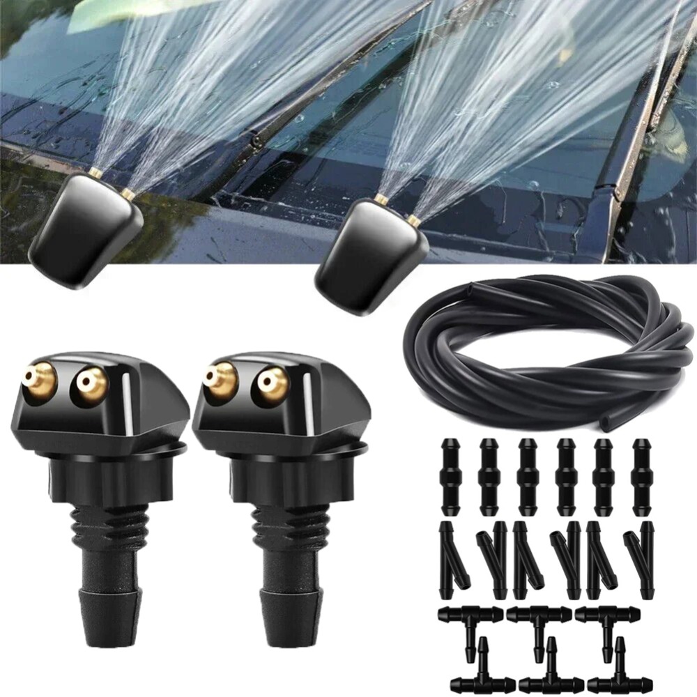 TEMU 21pcs/set Car Windshield Wiper Washer Spray Nozzle Fits Most Car Models Car Dual Holes Windshield Washer Nozzle Water Spray