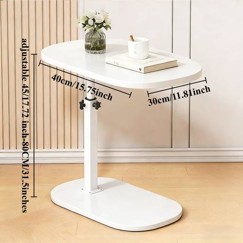 c shaped adjustable height side table multifunctional laptop desk wooden sofa coffee table with metal frame bedside small table can hold computers books and cups sturdy and suitable for sofa beds and living rooms