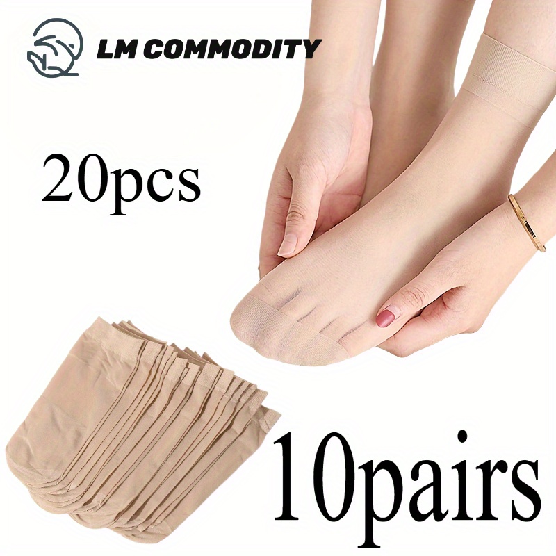 LM COMMODITY Paquete de 20/10 de Calcetines Transparentes de Color Sólido, Cómodos y Transpirables, Calcetines para…: retailer-supplied image