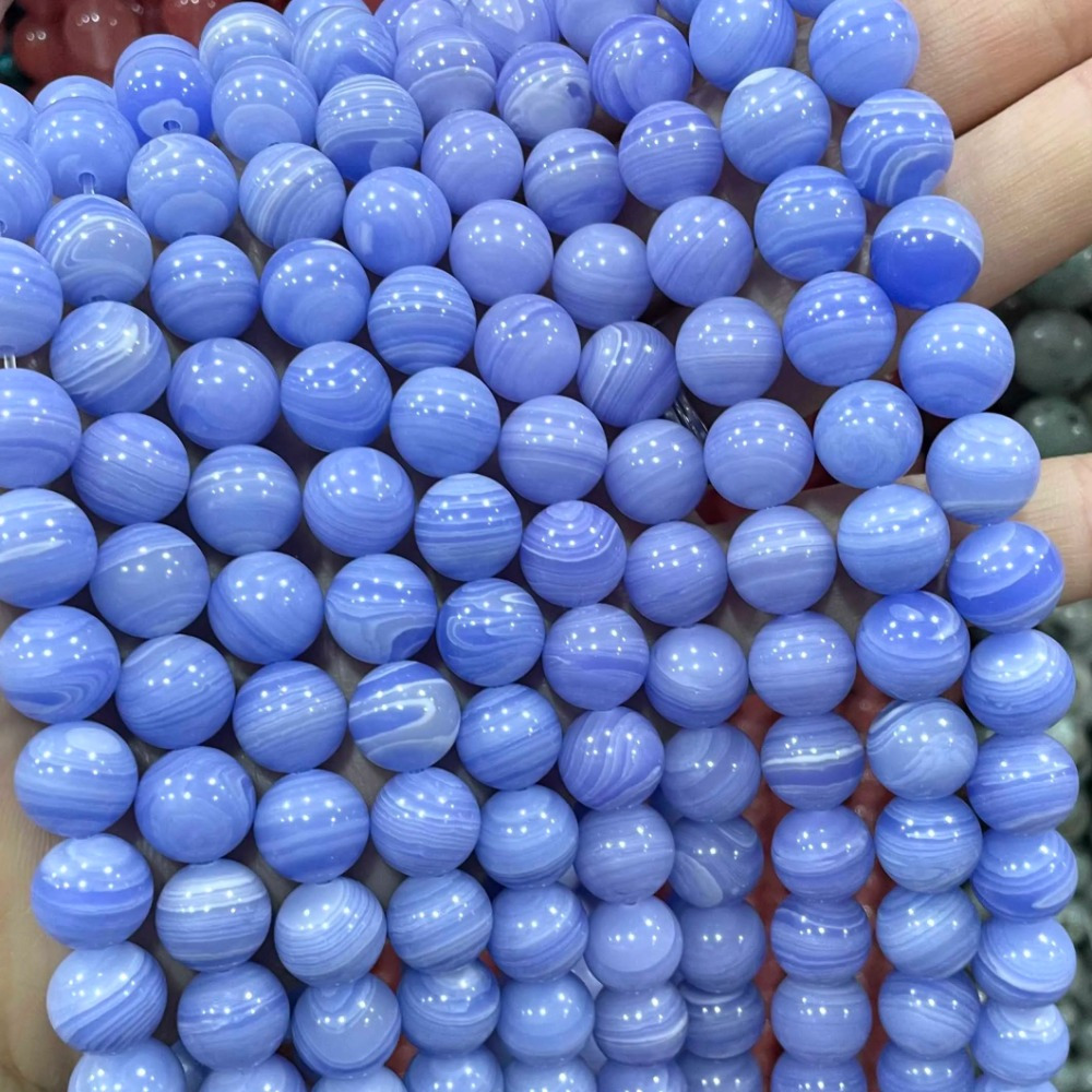 

Asvrai U Blue Lace Agate Beads, 4/6/8/10mm - Ideal For Making, Bracelets, Earrings & More - Natural Supplies, Jewelry Making Supplies