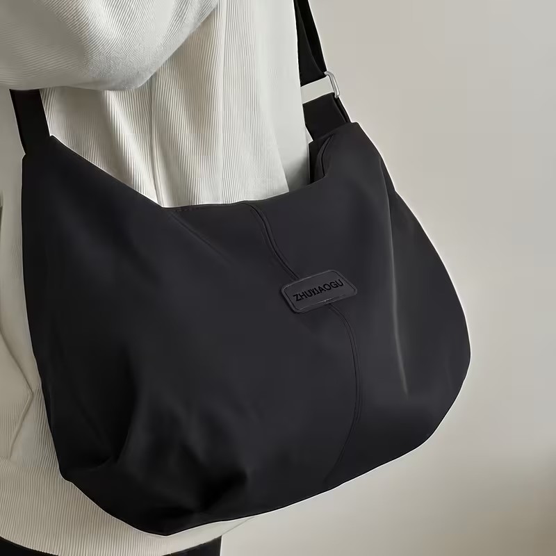 TEMU Women's High Aesthetic Large Capacity Dumpling Crossbody Bag Japanese Ins Solid Women's Versatile Nylon Multi-pocket Shoulder Bag Fashion Casual