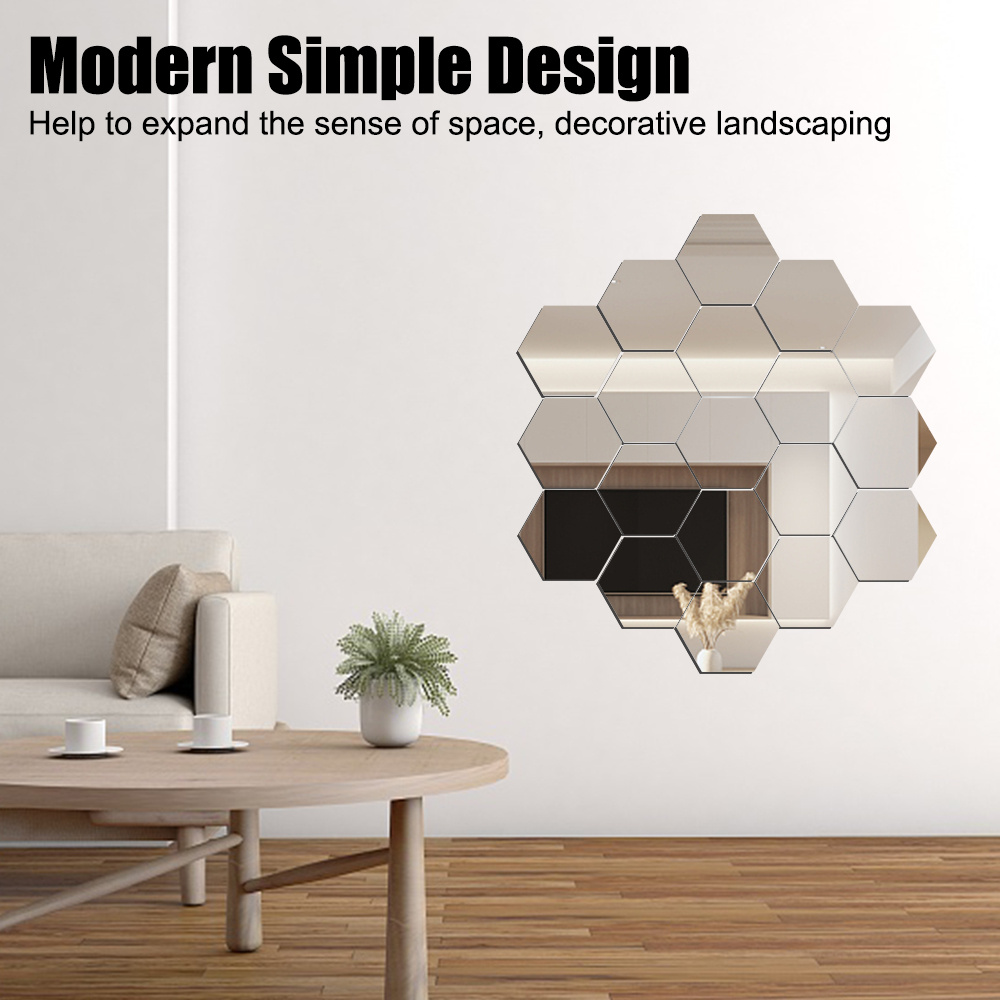 item picture self   mirror decor stickers 100  decor 24pcs diy 3d mirror wall sticker hexagon   wall decoration