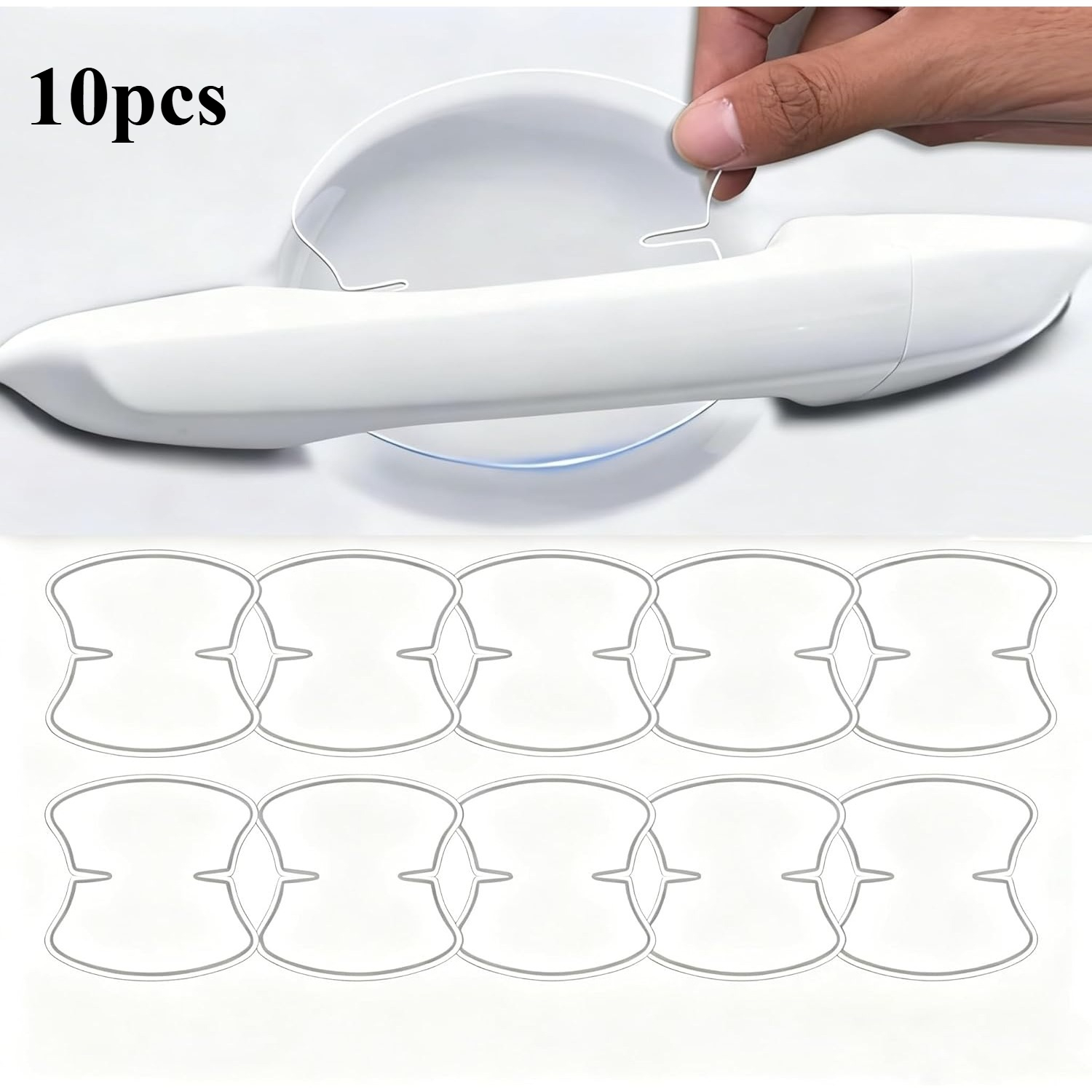 10-sheet Pack Car Door Handle Protective Film Set, Transparent Tpu Material, Waterproof Scratch-resistant Film, Suitable For Vehicles