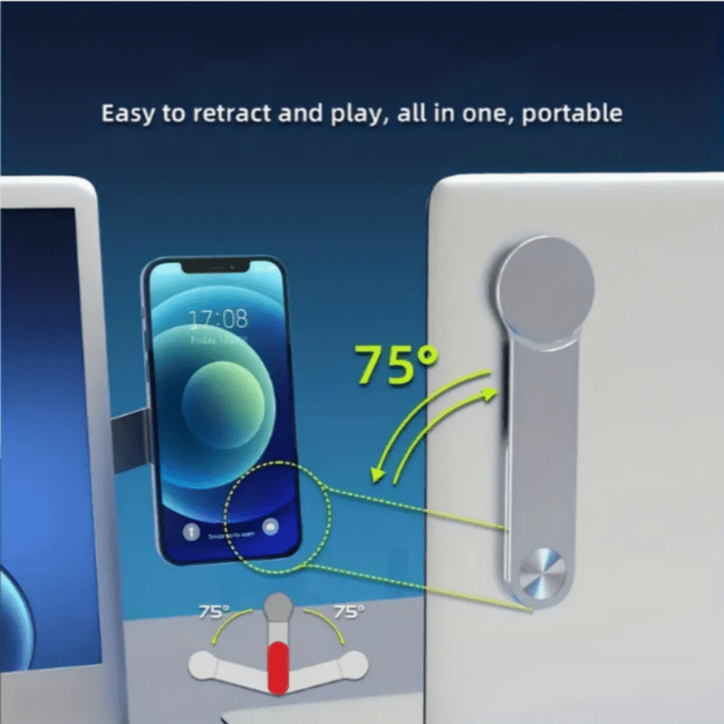 A Lightweight And Portable Magnetic Phone Stand, Compatible with All Phone Models, Rotatable, Waterproof And Rustproof, Adjustable Side Mount for Monitors, Designed for Laptop Expansion.