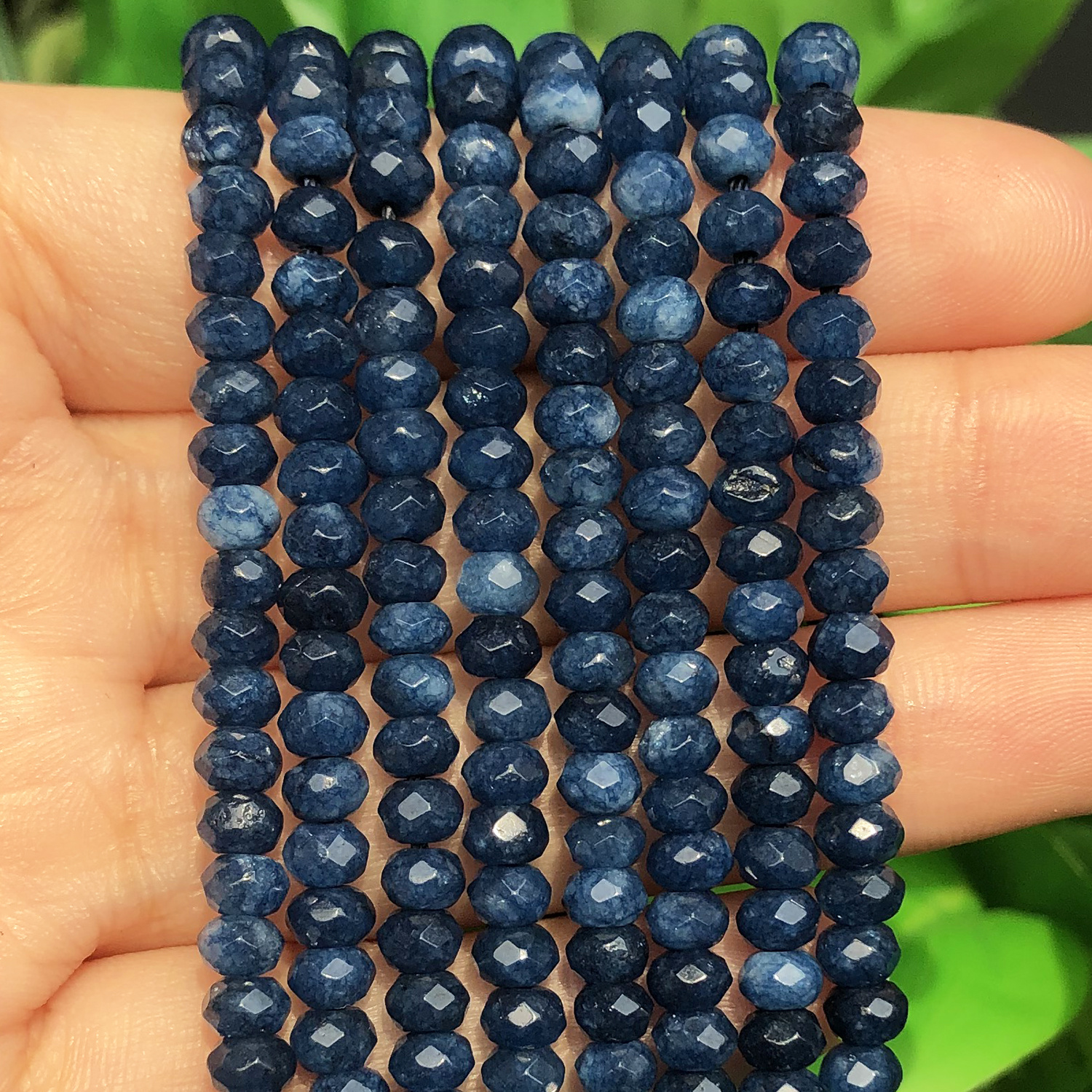 Image of 3x5mm Aaa Natural Stone Dark Chalcedony Rondelle Stone Beads Loose Spacer Beads For Jewelry Making Diy Bracelet Necklace Earrings For Men Gifts