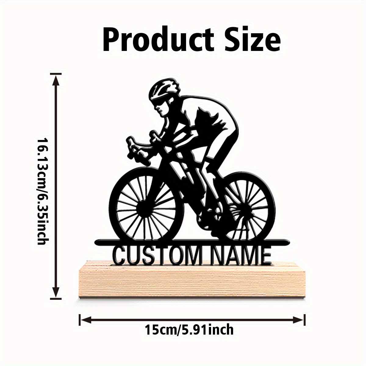 TEMU Statua da tavolo in metallo 1 pz, e personalizzata, a tema ciclismo, con base in legno, decorazione da tavolo, regalo per appassionati di sport,