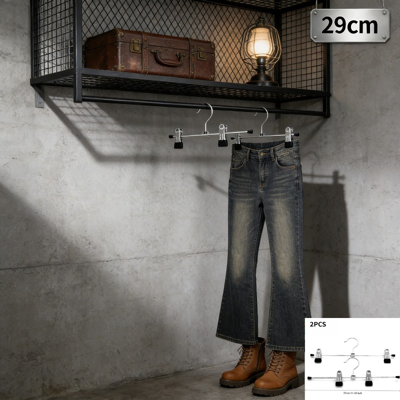 TEMU 2pcs Stainless Steel Multifunctional Skirt Pants Hanger Non-slip Powder Coated Dorm Saving Closet Organizer