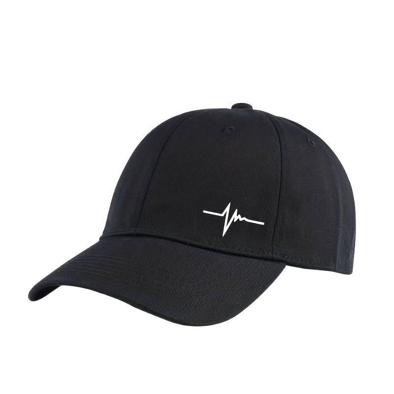 E-shop 2025 Baseball Cap - Leicht, Atmungsaktiv, Verstellbar, Unisex, Herzschlag-Linien-Geometrie-Muster, Schwarz/Weiß Design, Geeignet für Freizeit,