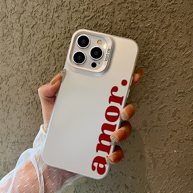 TEMU Phone Case - Trendy Shockproof Phone Case With A Red Text Design, Perfect For Iphone 16, 11, 15, 14, 13, And 12 Pro . Aesthetic Ideal For Teen