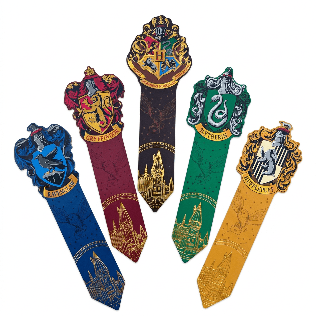 TEMU 5 Stück Harry Potter Schule für Hexen und Zauberer Heißstempel Papier Lesezeichen Hogwarts Abzeichen Heißstempel Buchseiten Clip Lesezeichen