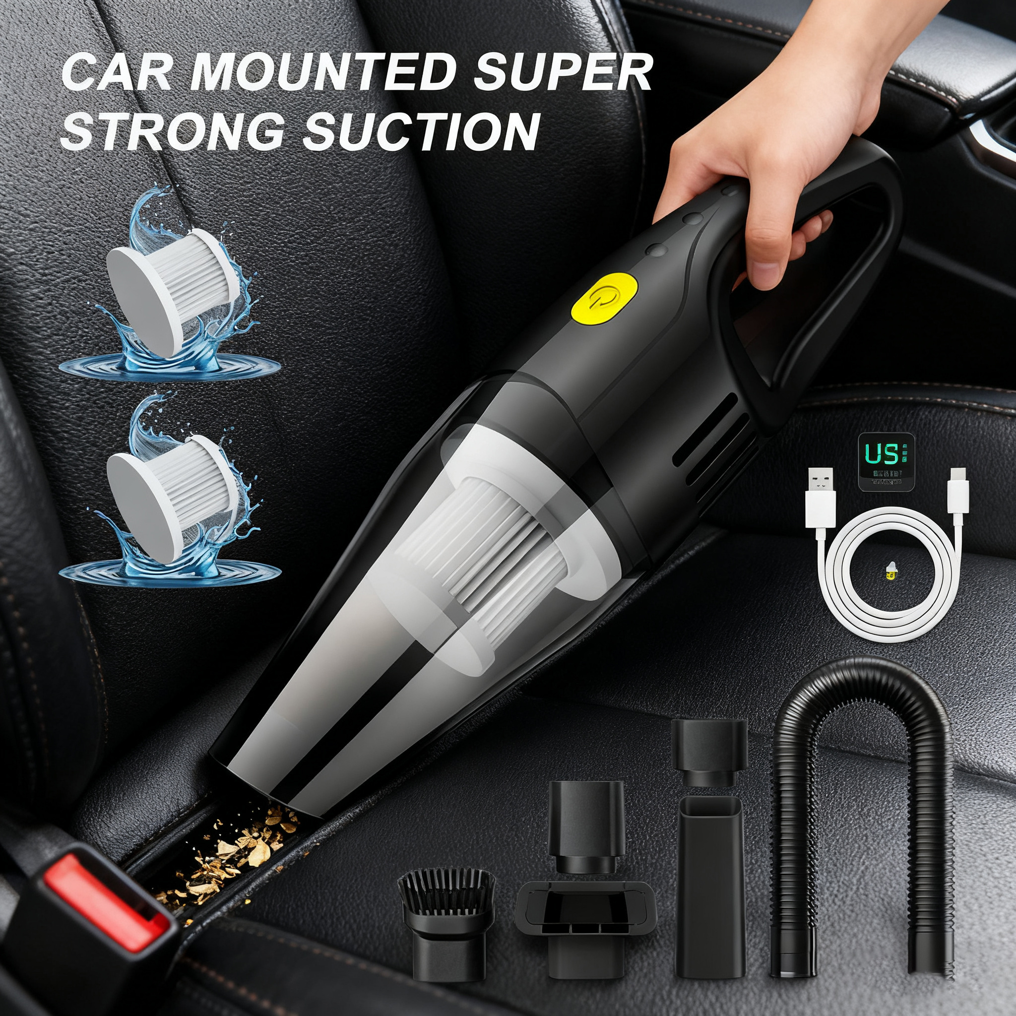 TEMU 20000pa 4-in-1 Portable Wireless Vacuum Cleaner | Mini Vacuum, Suitable For Car, Home, Office, Camping, Computer Keyboard Laptop Dust Cleaning