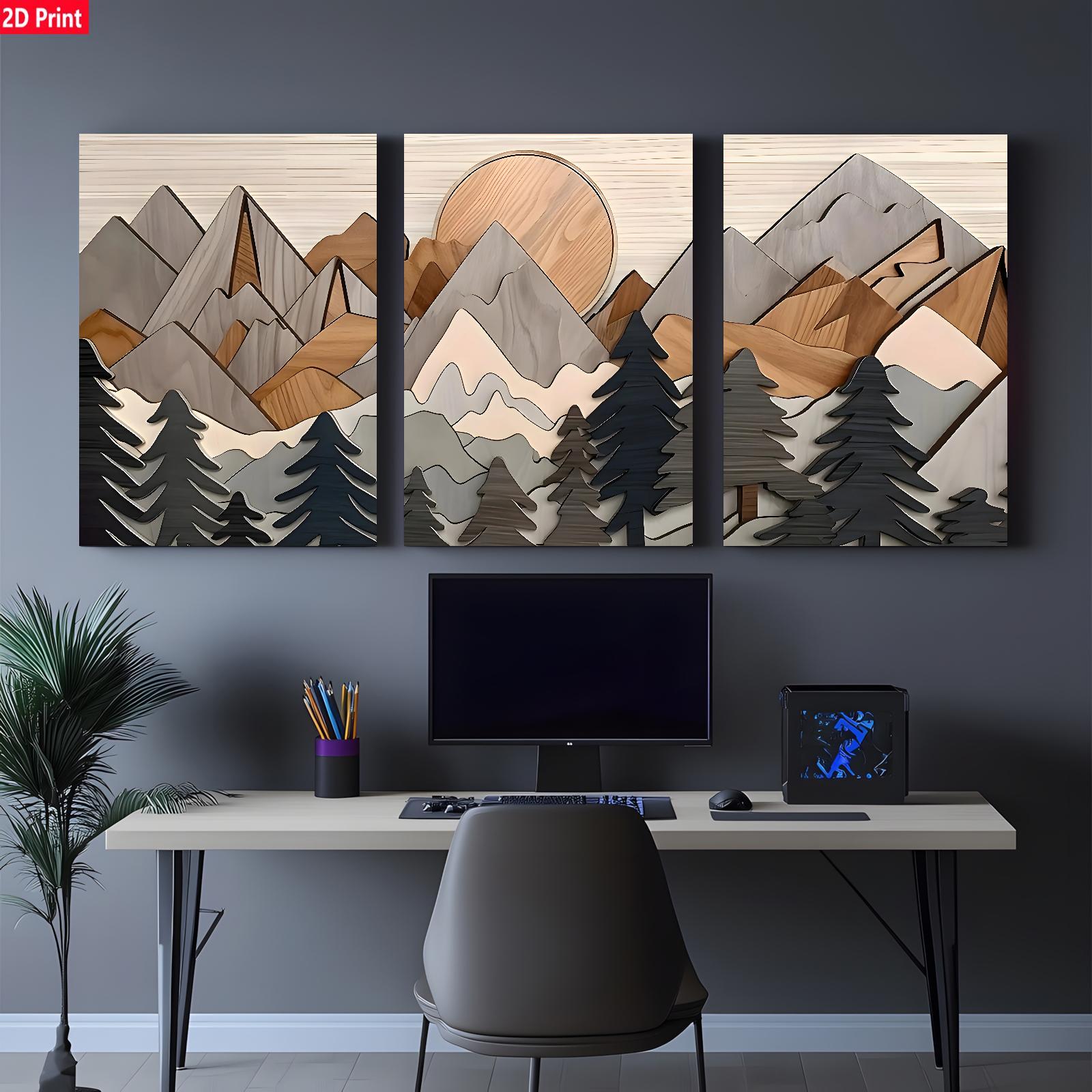 2d-flach,  ,   für zimmer, moderne rustikale  -wandkunst –  nlandschaftsgemälde mit bergwaldszene, einweihungsgeschenk für weihnachten, thanksgiving,  dekor für wohnzimmer, schlafzimmer, büro – paneel, 2d-flach
