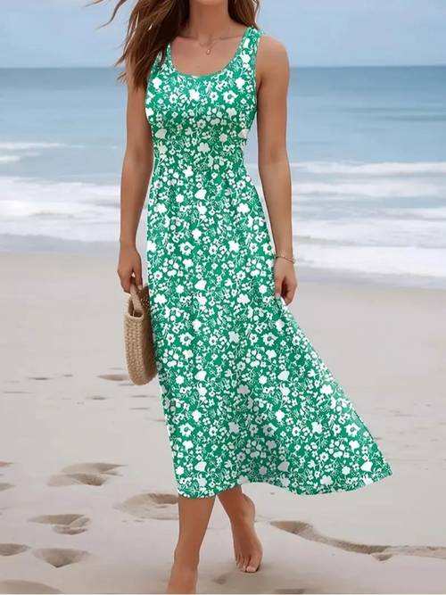 summer dresses for women 2025 sleeveless boho maxi sundress loose casual flowy beach dress midi dress
