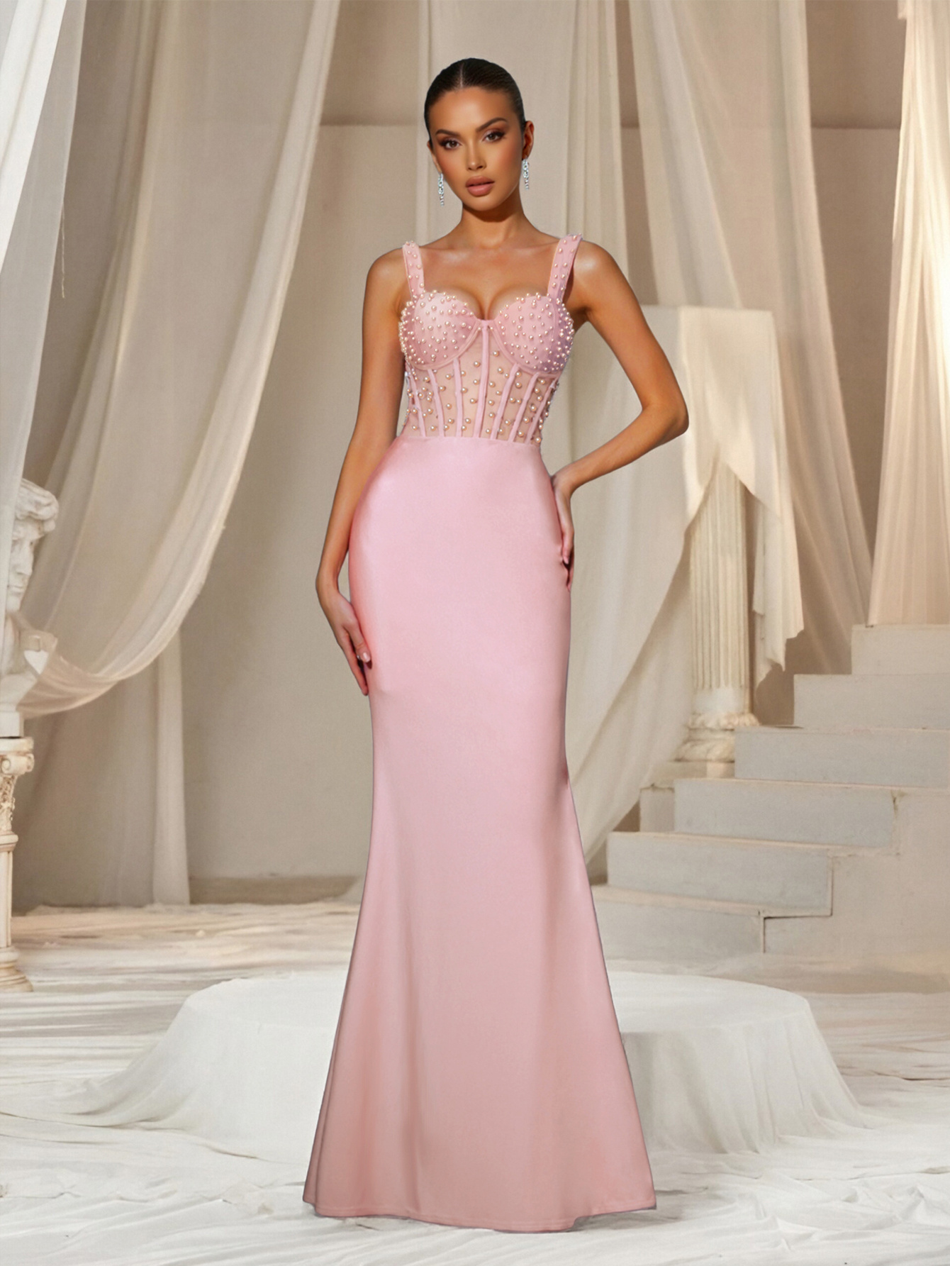 knee length dresses for ladies Sweetheart Trimmed Tiered Midi Dress Small