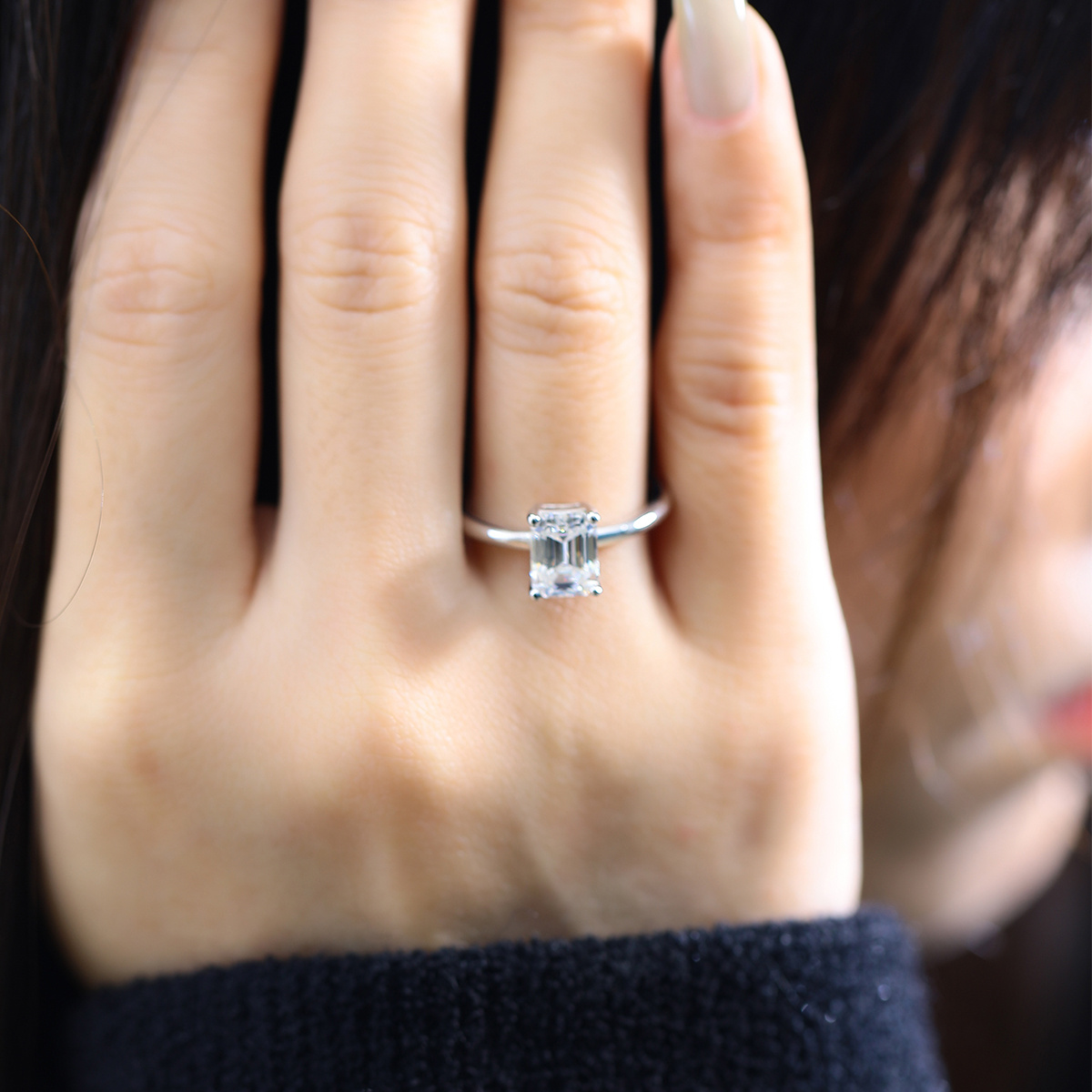 Women's S925 Silver Moissanite Wedding Engagement Ring